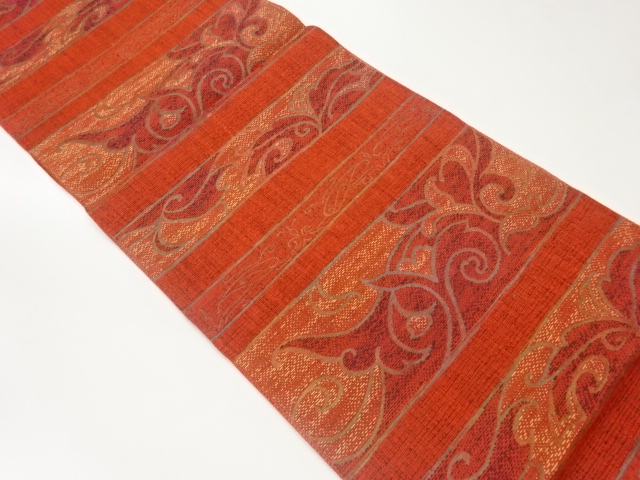 本場筑前博多横段に唐草模様織出し名古屋帯